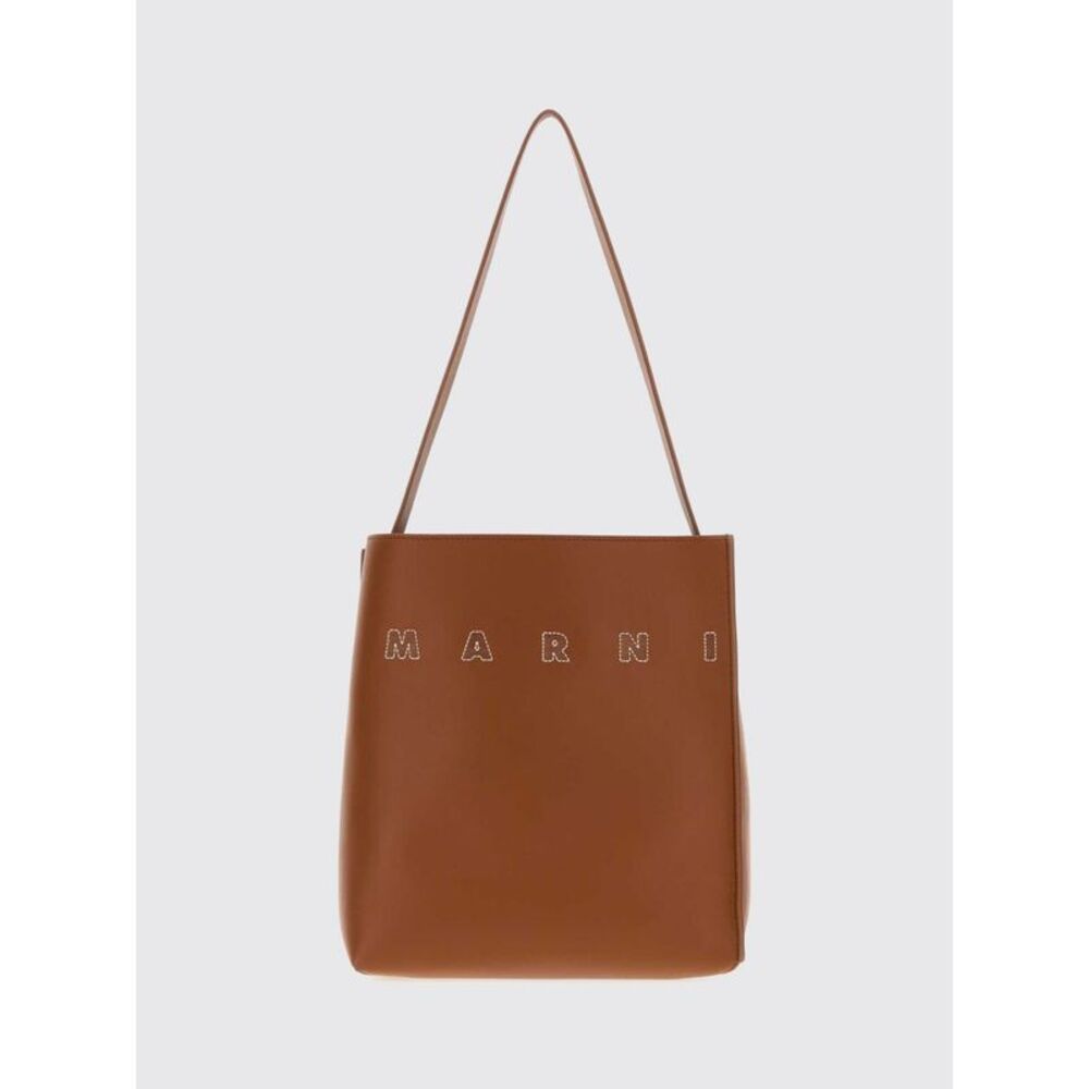 Marni Women Marni Bovine Leather Shoulder Bag With Contrasting Lettering Logo